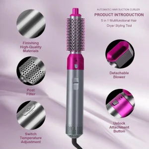 5 in 1 Hot Air Styler Hair Dryer Brush with 5 Attachments - Rs. 1299 in Nepal